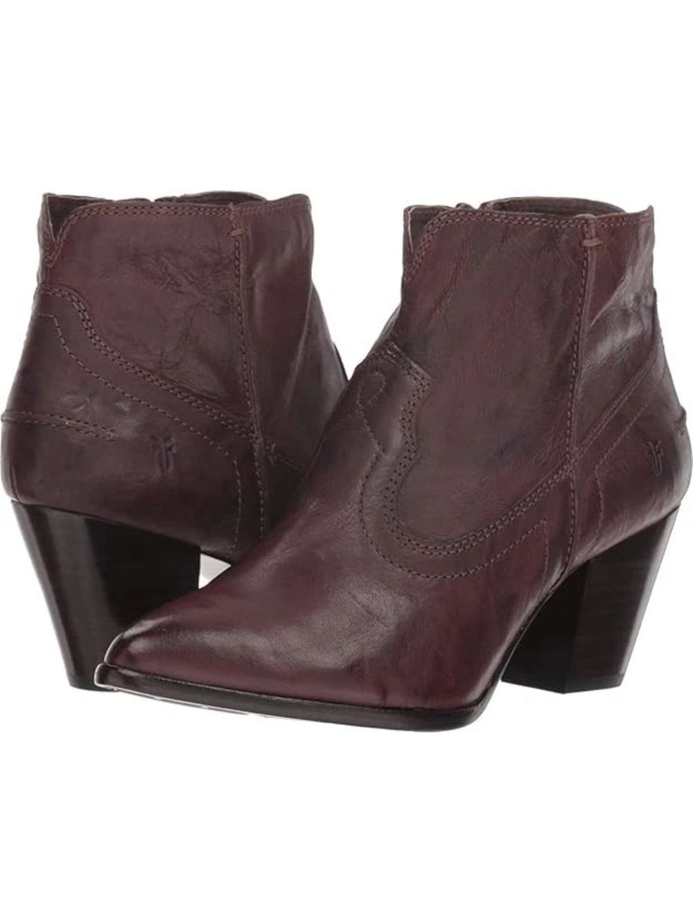 Frye Women's Renee Seam Short Leather Ankle Booties 72064 Brown Sz 6.5